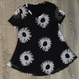Elegant Black and White Floral Women's Blouse